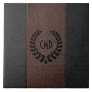 Carreau Métal Brown Et Noir En Cuir À Trait Noir