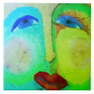 Carreau Mettez un visage heureux Abstrait Art