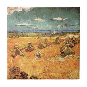 Carreau Meules avec moissonneuse de Vincent van Gogh