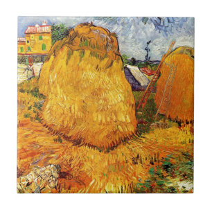 Carreau Meules de foin en Provence par Van Gogh.