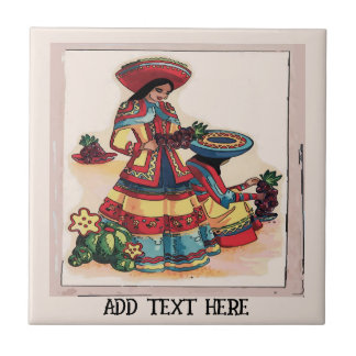 Carreau Mexican Women Tile Mural, edit text