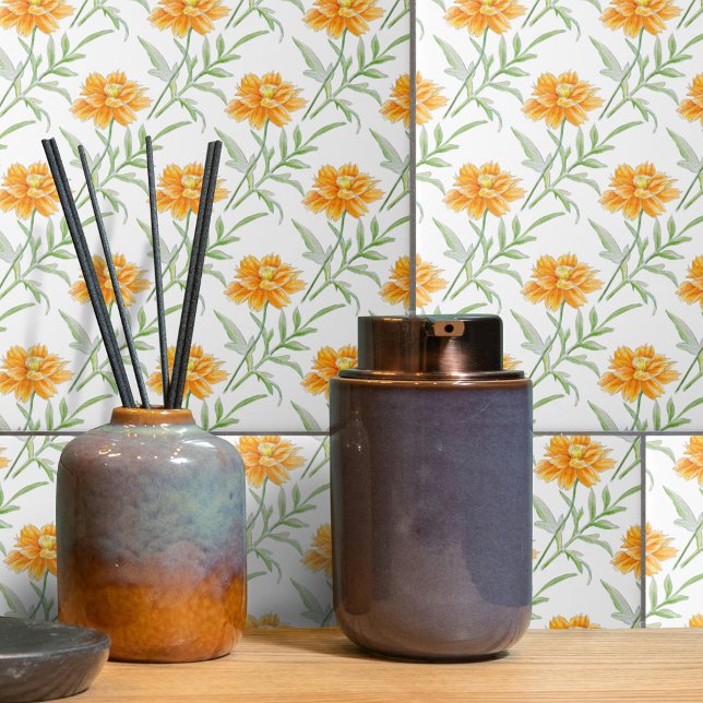 Carreau Mexique Aster Sulfur cosmos orange blanc art (Créateur téléchargé)