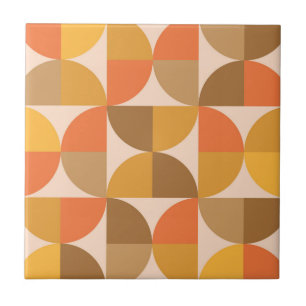 Carreau Mi-cercles orange et Brown du milieu du siècle