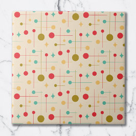 Carreau Mi-siècle Moderne Abstrait Motif 29 Crème