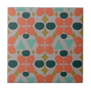 Carreau Mi-Siècle moderne Fleur Diamant Gris