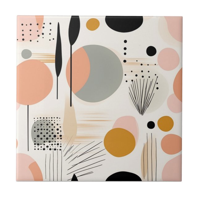 Carreau Mi-siècle moderne Peach Gold Abstrait (Devant)