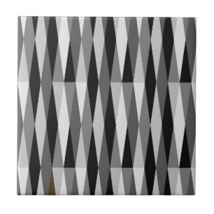 Carreau Mi-siècle moderne Retro Diamant noir blanc gris