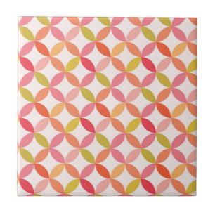 Carreau Mi-siècle moderne rose rouge orange Cercles