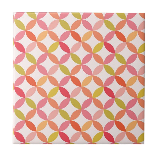 Carreau Mi-siècle moderne rose rouge orange Cercles (Devant)