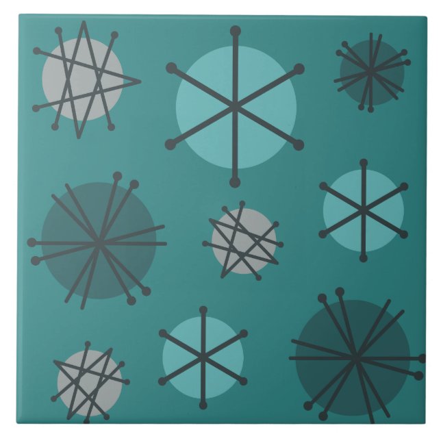 Carreau Mi-Siècle Moderne Starburks Turquoise (Devant)