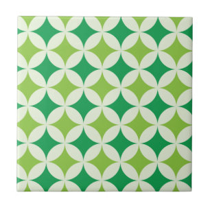 Carreau Mi-siècle moderne White Green Starburbs Cercles
