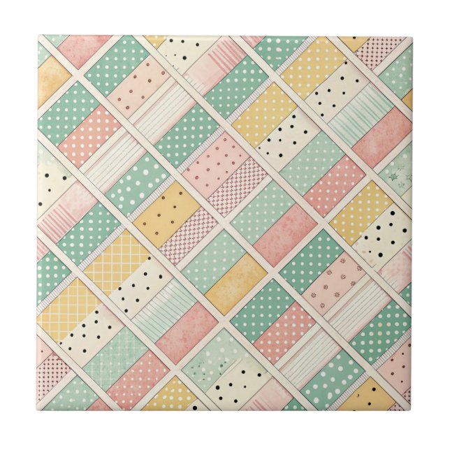 Carreau Mid-Century Geometric Design with Dots & Lines 4  (Devant)