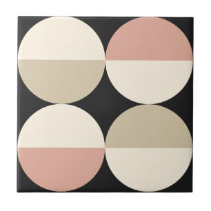 Carreau Mid Century moderne cercles noirs motif géométriqu