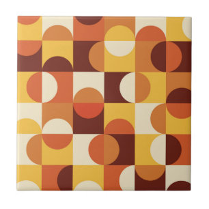 Carreau Mid Century Moderne demi cercles jaune et orange