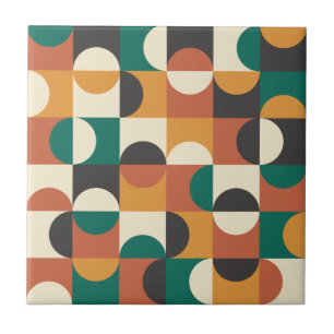 Carreau Mid Century Moderne demi cercles vert et orange