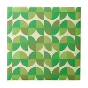 Carreau Mid Century Moderne demi cercles vert motif