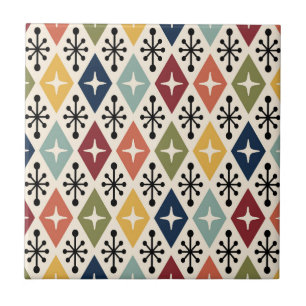 Carreau Mid Century Moderne Rétro Motif Starburst