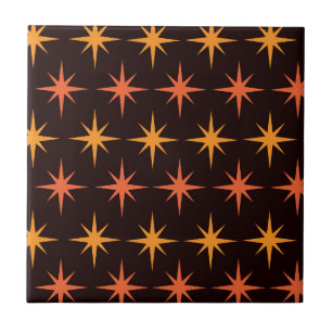 Carreau Mid Century Orange et Amber Retro Starburs