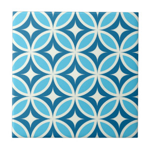 Carreau Mid siècle moderne géométrique Marine bleu