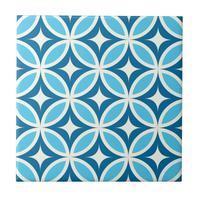 Carreau Mid siècle moderne géométrique Marine bleu (Devant)