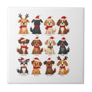 Carreau Mignon 12 chiens Xmas drôle amateurs de chiens Noë