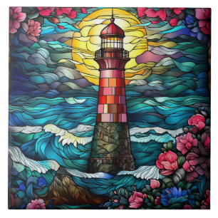 Carreau mignon amoureux du phare de plage