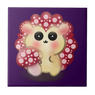 Carreau Mignon Champignon Rouge Kawaii Hérisson Toadstool