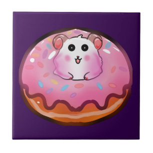 Carreau Mignon Hamster Kawaii dans l'Art de Beignet Rose G