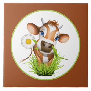 Carreau mignonne Amateurs de vache country céramique carre