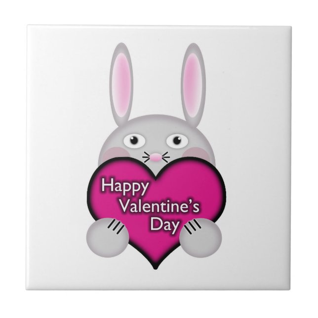 Carreau Mignonne lapin avec Valentines Rose Coeur de la jo (Devant)