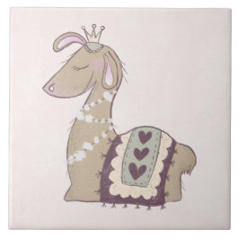 Carreau Mignonne Llama Princesse portant une couronne