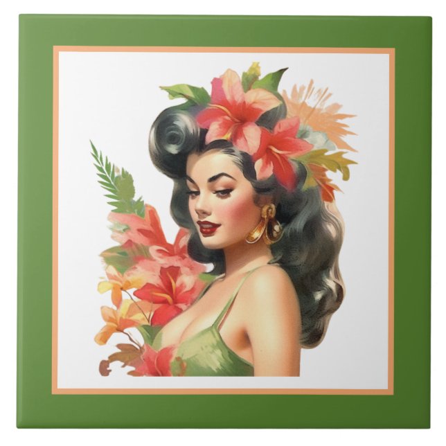 Carreau Mignonne plage Hawaiian lady (Devant)