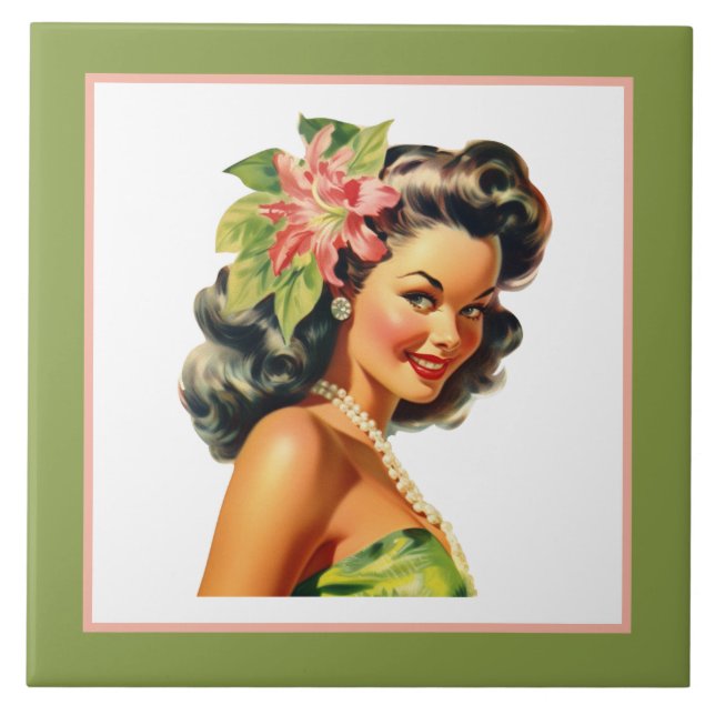 Carreau Mignonne plage Hawaiian lady (Devant)