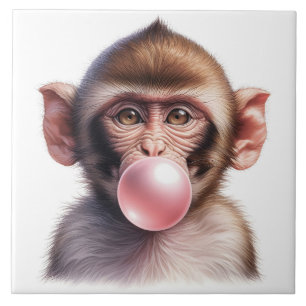 Carreau Mignonne Singe soufflant des bulles de bulle de go