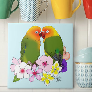 Carreau Mignons Oiseaux Amoureux Fleurs Tropicales Oiseau