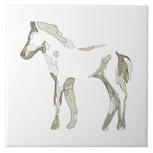 Carreau Mini & moderne Cheval Blanc Dessin Élégant Cute