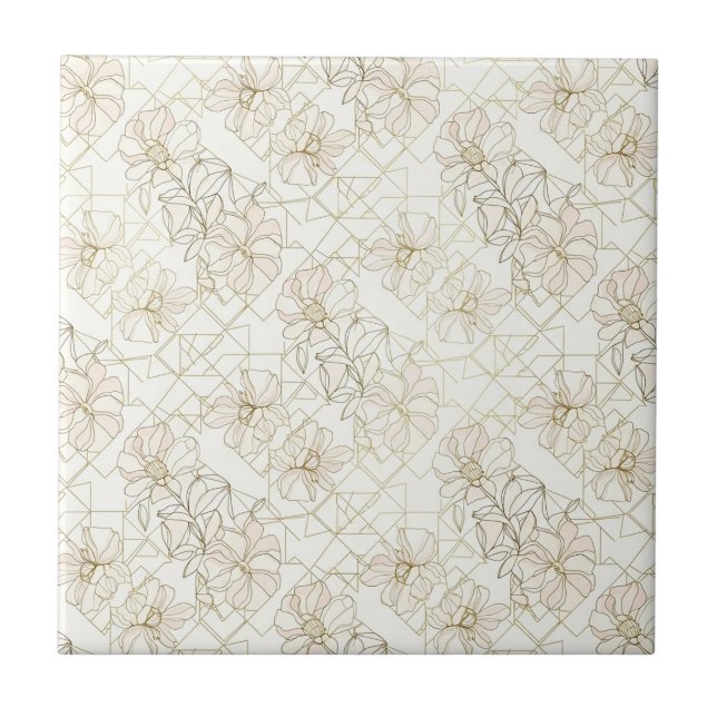 Carreau Minimal Botanical Line Art Pattern (2) (Devant)