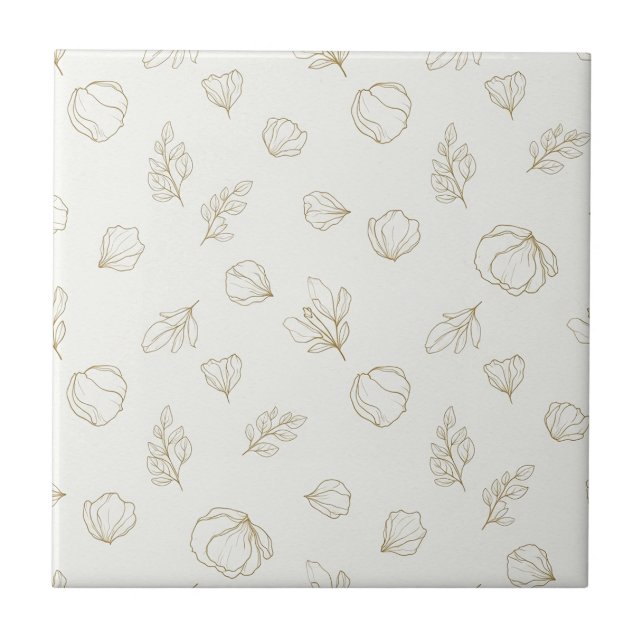 Carreau Minimal Botanical Line Art Pattern (3) (Devant)