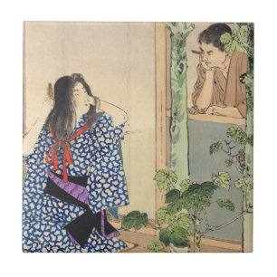 Carreau Mizuno Toshikata, Bijin peignant le cru Japon de