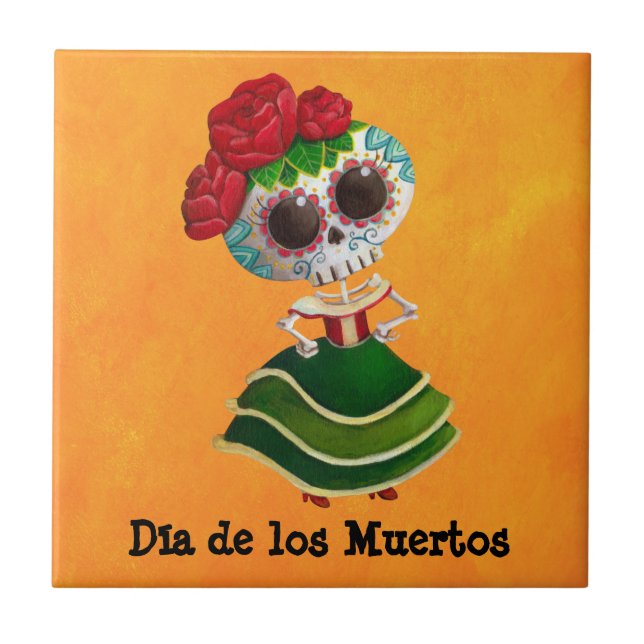 Carreau Mlle la mort de Dia de Muertos Mexican (Devant)