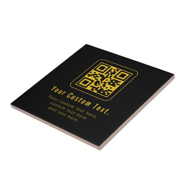 Carreau Modèle de code QR et de texte modifiable | Noir et (Côté)