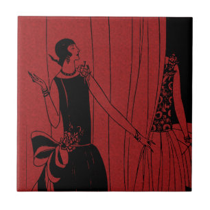 Carreau Modèle de défilé Art déco 1920 Rouge