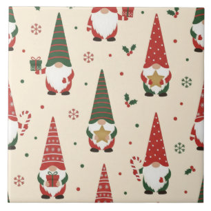 Carreau Modèle de fête de gnome de Noël