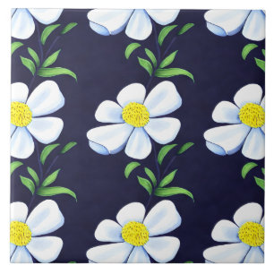 Carreau Modèle floral bleu et blanc de la marine
