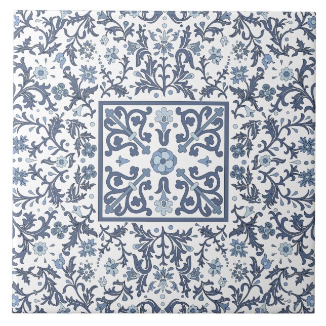 Carreau Modèle floral Bleu fantaisie (Devant)
