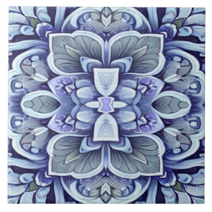 Carreau Modèle floral classique de couleur bleue moderne