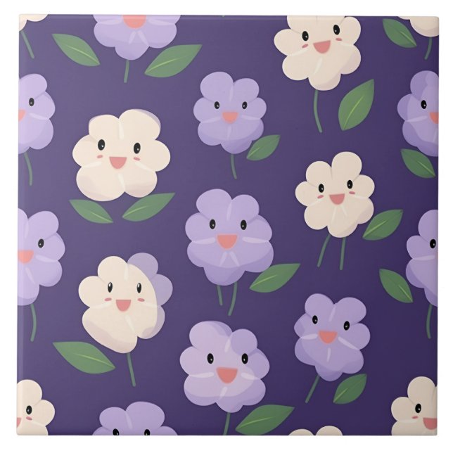 Carreau Modèle Floral Cute Kawaii (Devant)