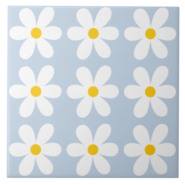 Carreau Modèle floral de marguerite rétro (Devant)