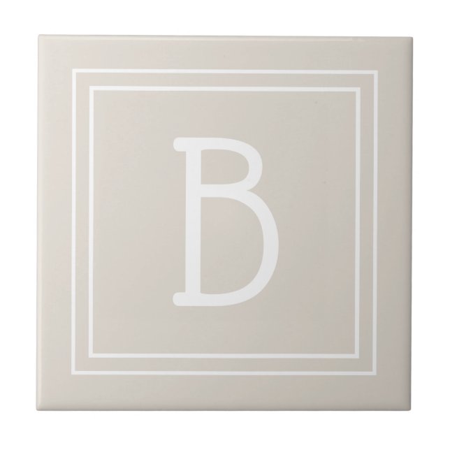 Carreau Modèle initial monogramme moderne Tan Brown (Devant)
