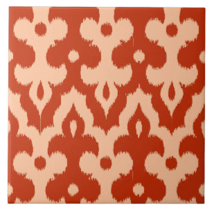 Carreau Modèle marocain Ikat Damask, Mandarin Orange